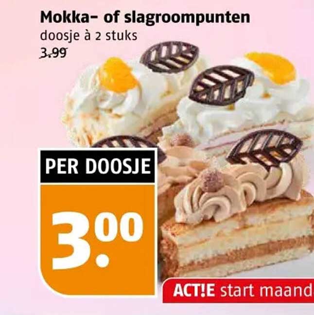 Mokka- of slagroompunten doozje à 2 stuks