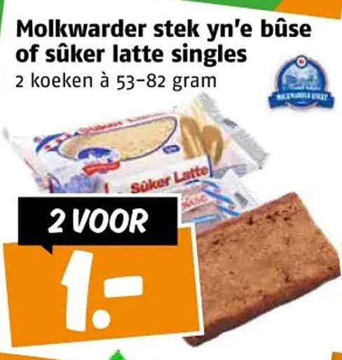 Molkwarder stek yn'e bûse of sûker latte singles