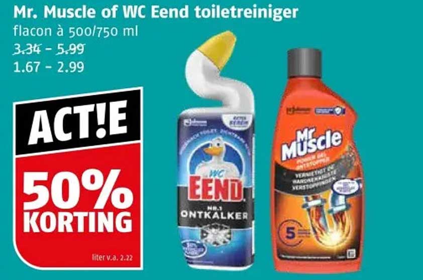 Mr. Muscle of WC Eend toiletreiniger flacon à 500/750 ml