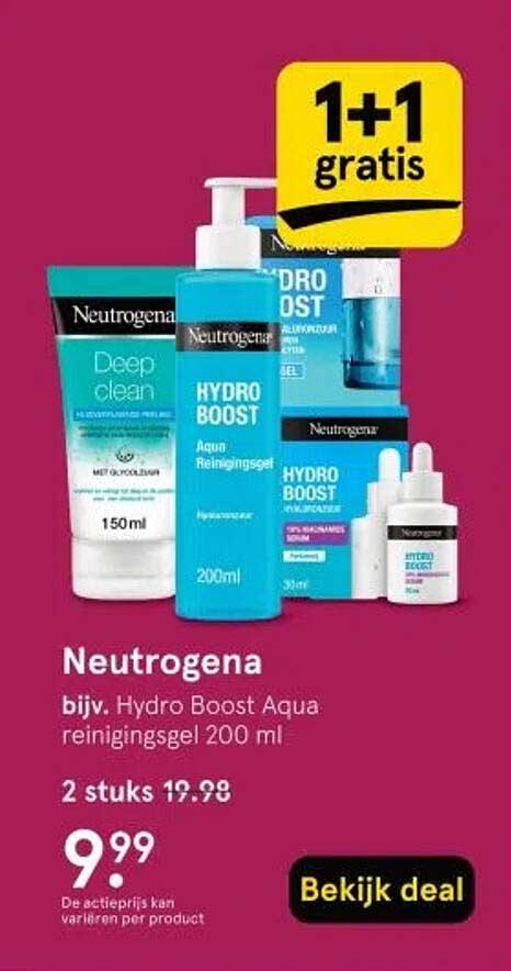 Neutrogena bijv. Hydro Boost Aqua reinigingsgel 200 ml