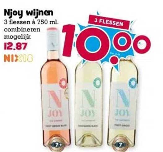 Njoy wijnen 3 flessen à 750 ml. combineren mogelijk