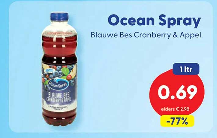 Ocean Spray Blauwe Bes Cranberry & Appel 1ltr