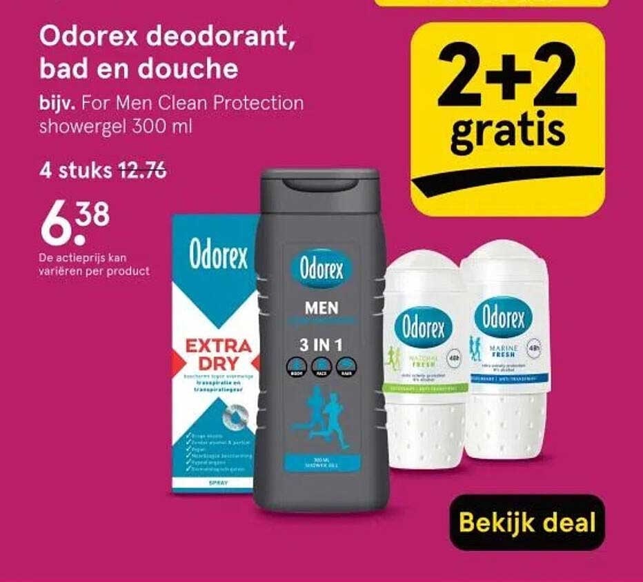 Odorex deodorant, bad en douche bijv. For Men Clean Protection showergel 300 ml