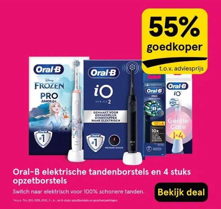 Oral-B elektrische tandenborstels en 4 stuks opzetborstels