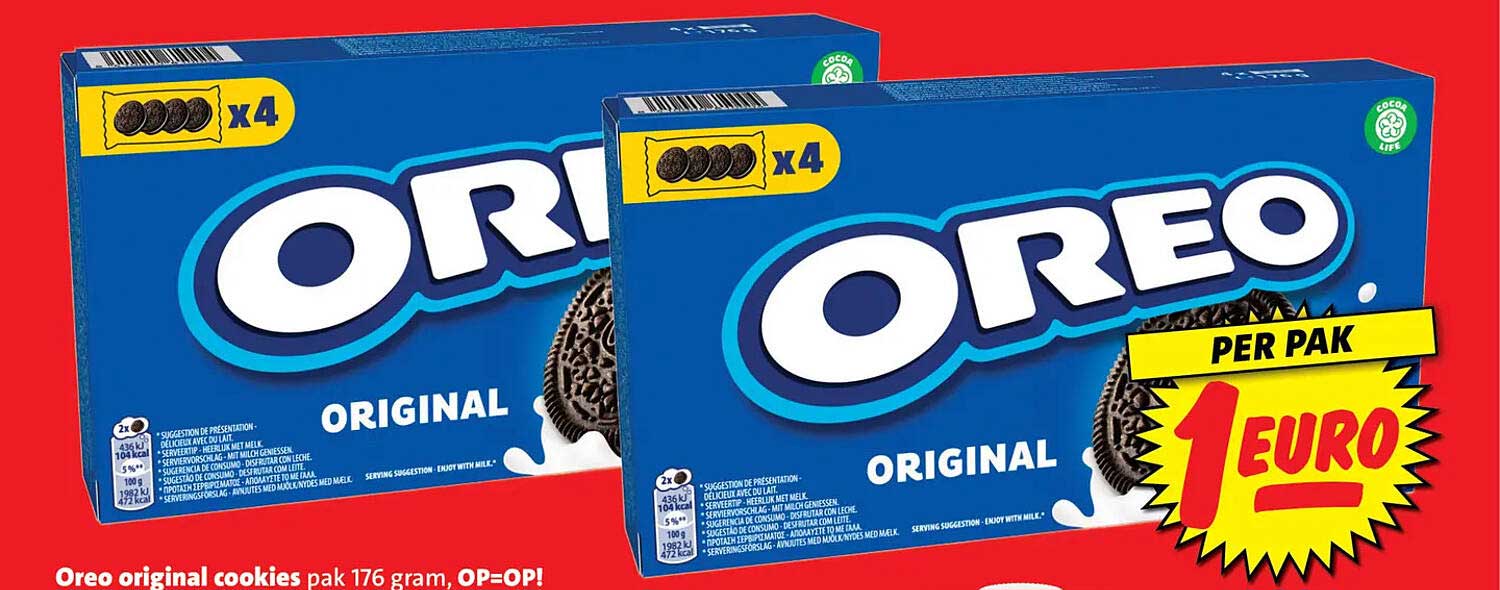 Oreo original cookies pak 176 gram, OP=OP!