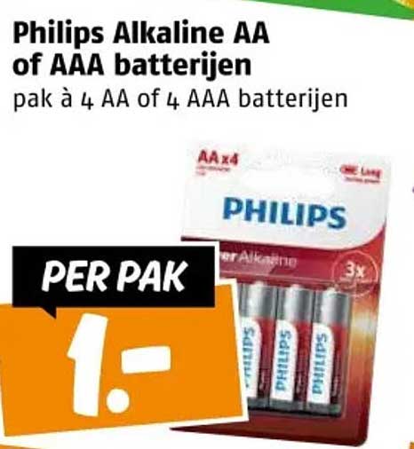 Philips Alkaline AA of AAA batterijen
