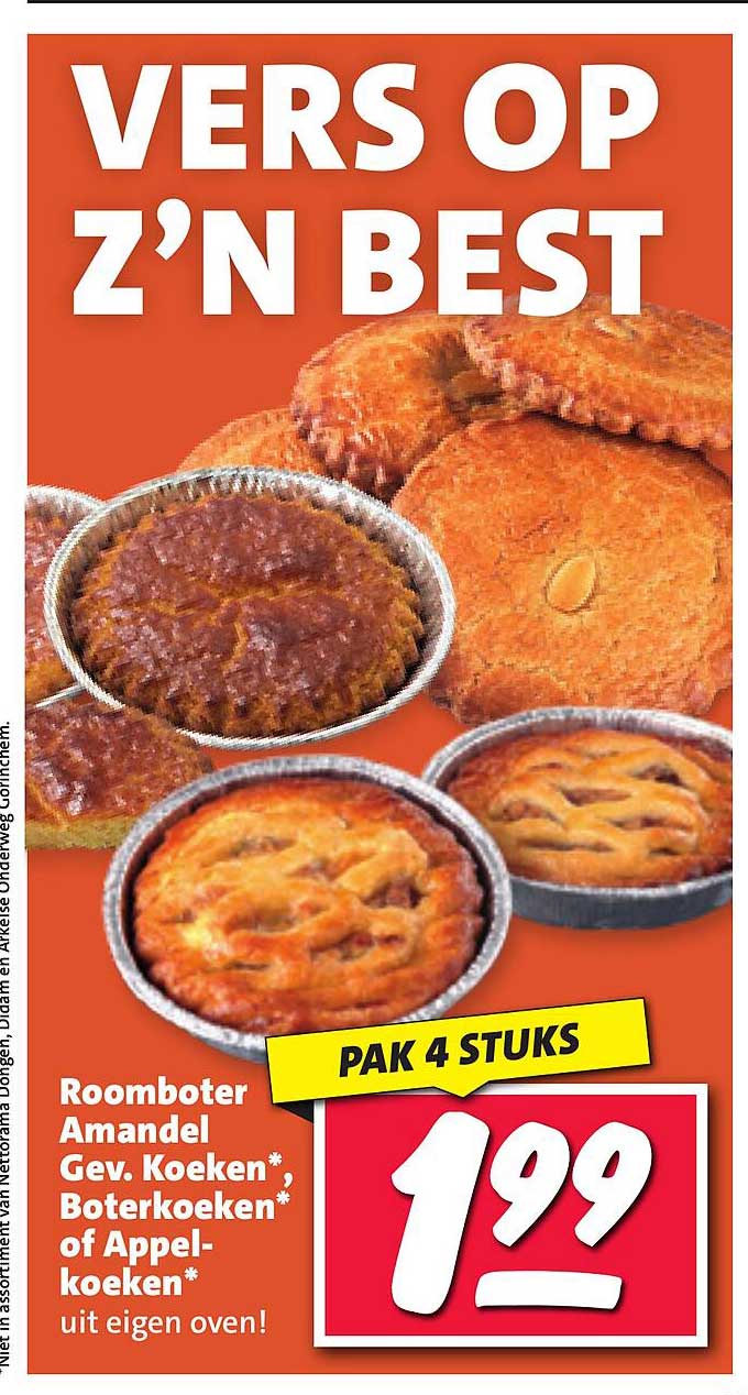 Roomboter Amandel Gev. Koeken*, Boterkoeken* of Appelkoeken* uit eigen oven!