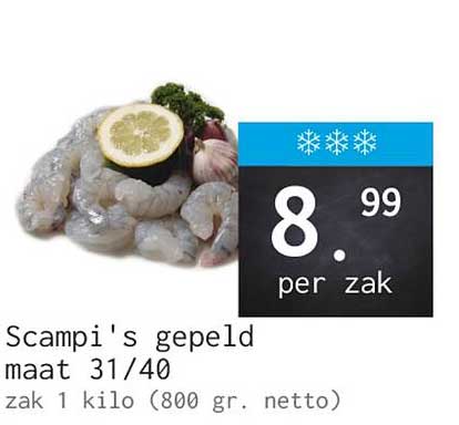 Scampi's gepeld maat 31/40