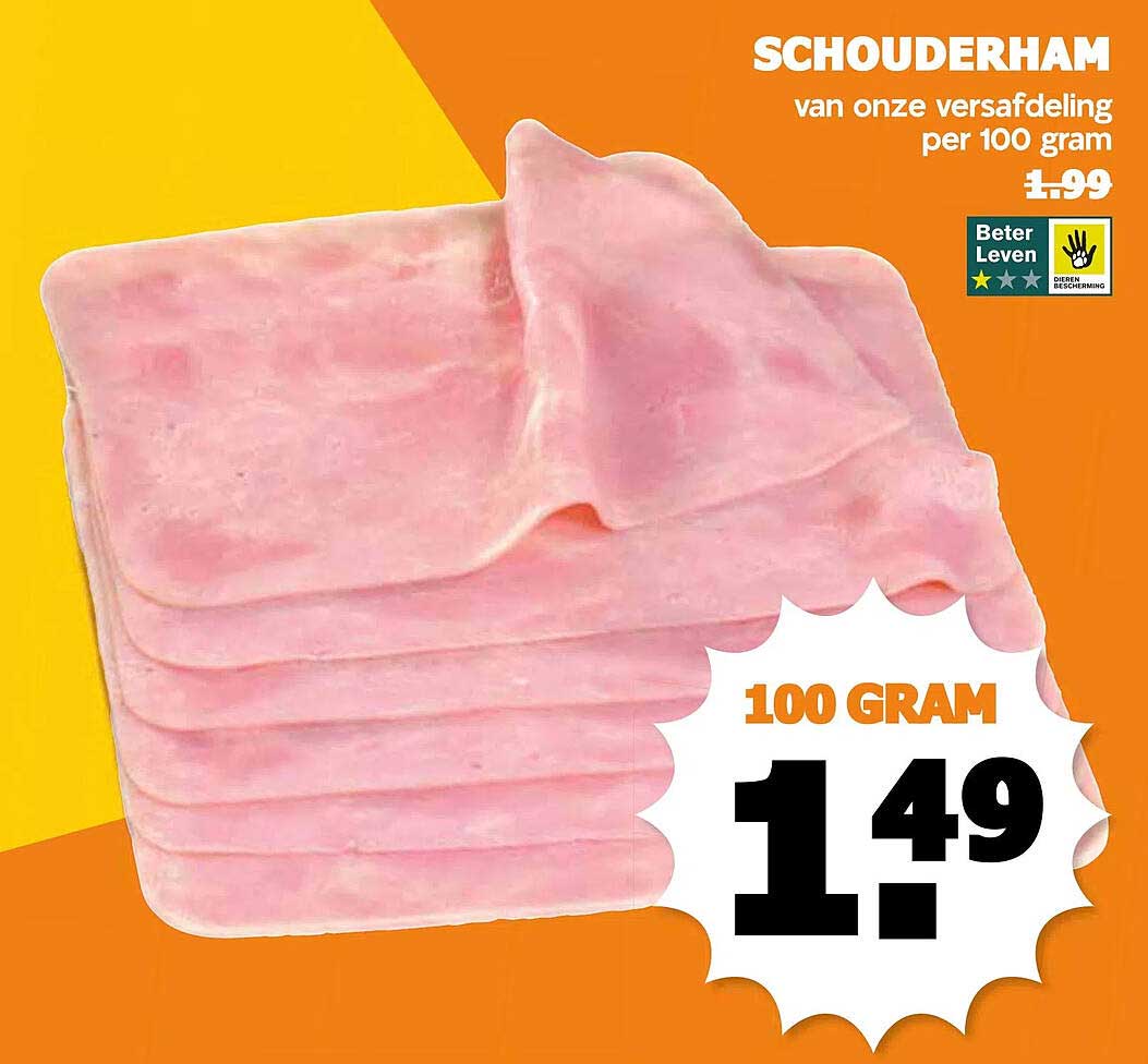 SCHOUDERHAM van onze versafdeling per 100 gram