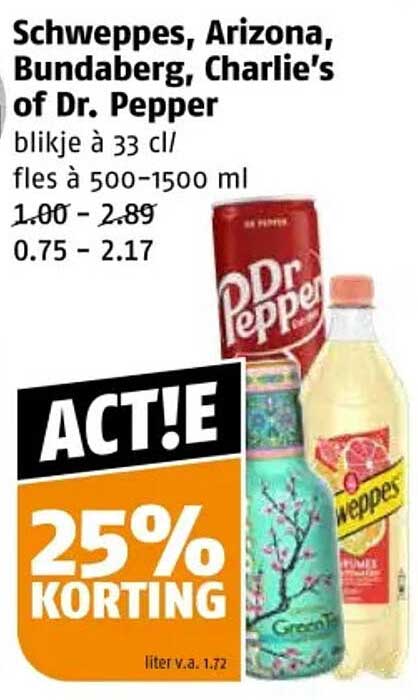 Schweppes, Arizona, Bundaberg, Charlie's of Dr. Pepper