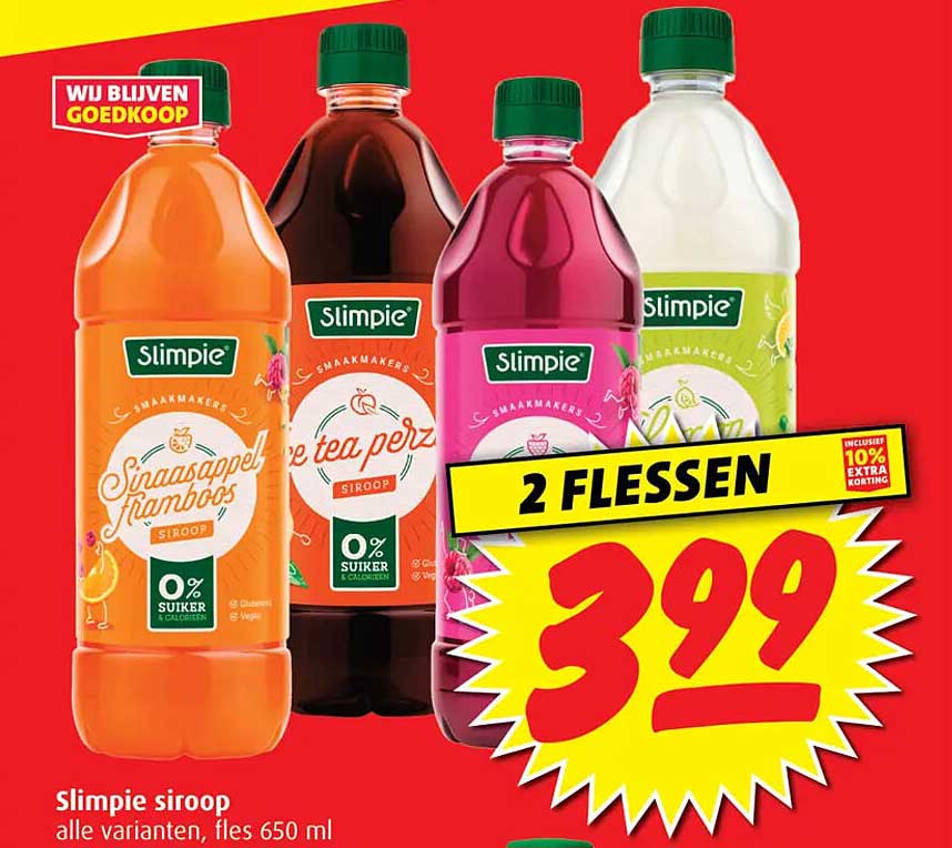 Slimpie siroop alle varianten, fles 650 ml