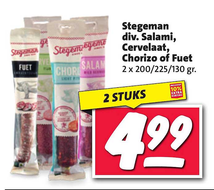 Stegeman div. Salami, Cervelaat, Chorizo of Fuet