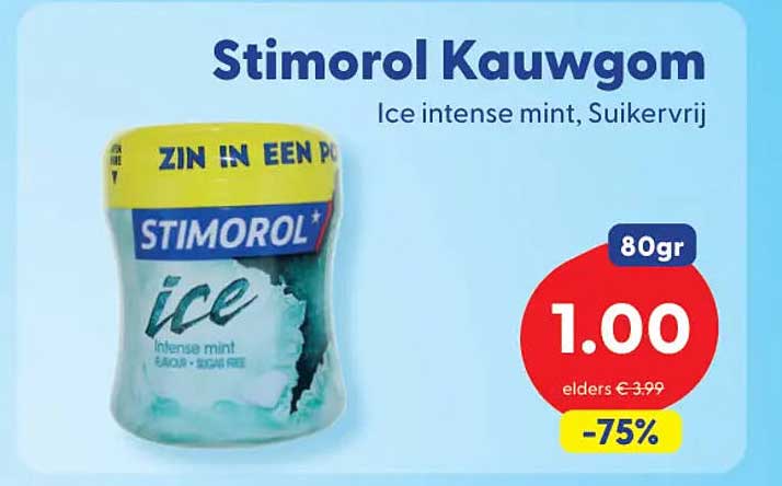 Stimorol Kauwgom Ice intense mint, Suikervrij