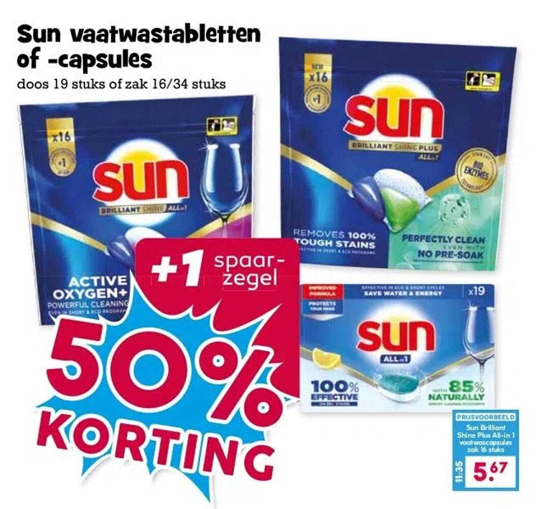 Sun vaatwastabletten of -capsules