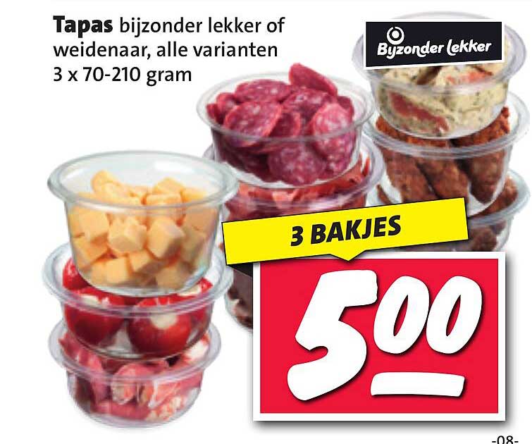 Tapas bijzonder lekker of weidenaar, alle varianten 3 x 70-210 gram