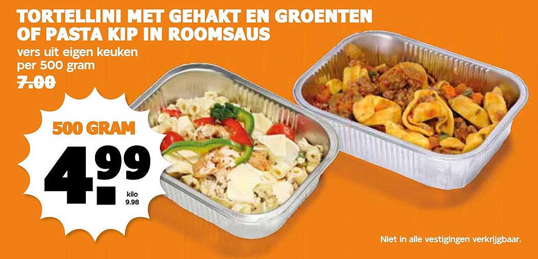 Tortellini met gehakt en groenten of pasta kip in roomsaus