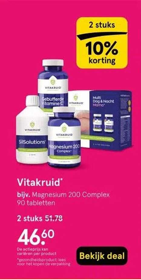 Vitakruid* bijv. Magnesium 200 Complex 90 tabletten
