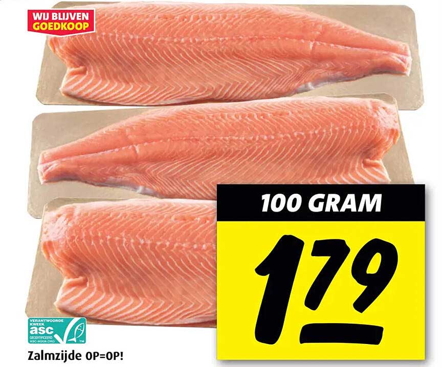 Zalmzijde 1,79 per 100 gram