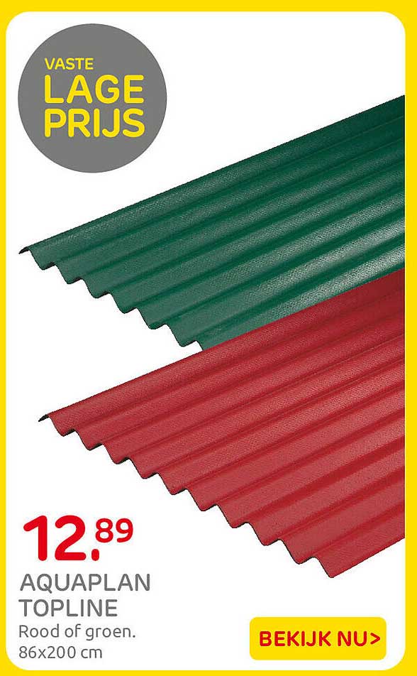 AQUAPLAN TOPLINE Rood of groen. 86x200 cm