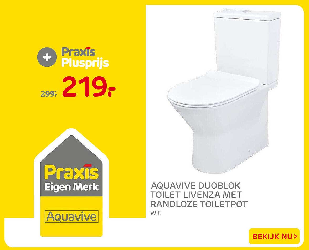 Aquavive Duoblok toilet Livenza met randloze toiletpot Wit