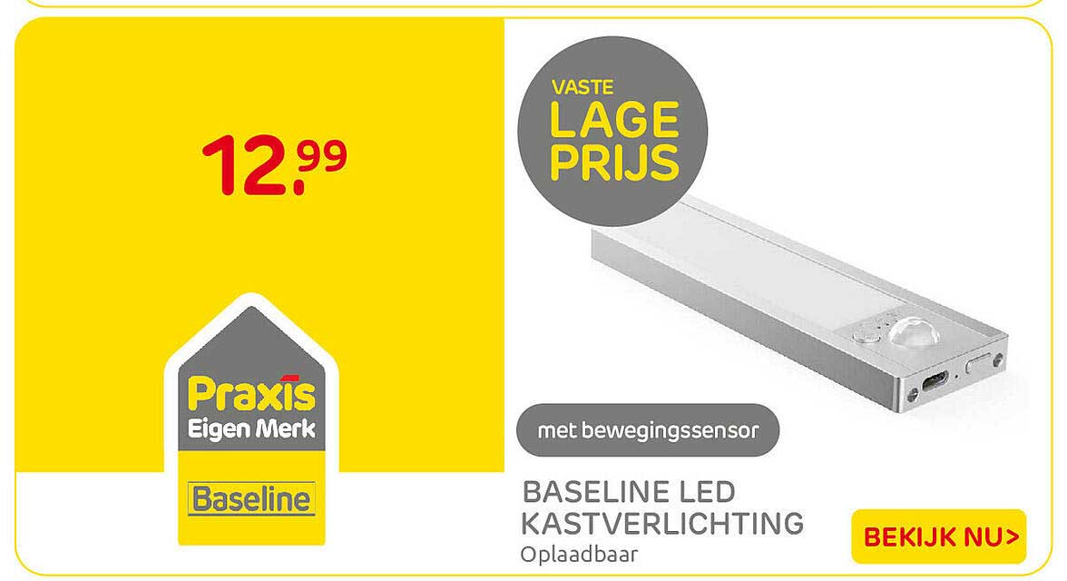 BASELINE LED KASTVERLICHTING Oplaadbaar met bewegingssensor VASTE LAGE PRIJS