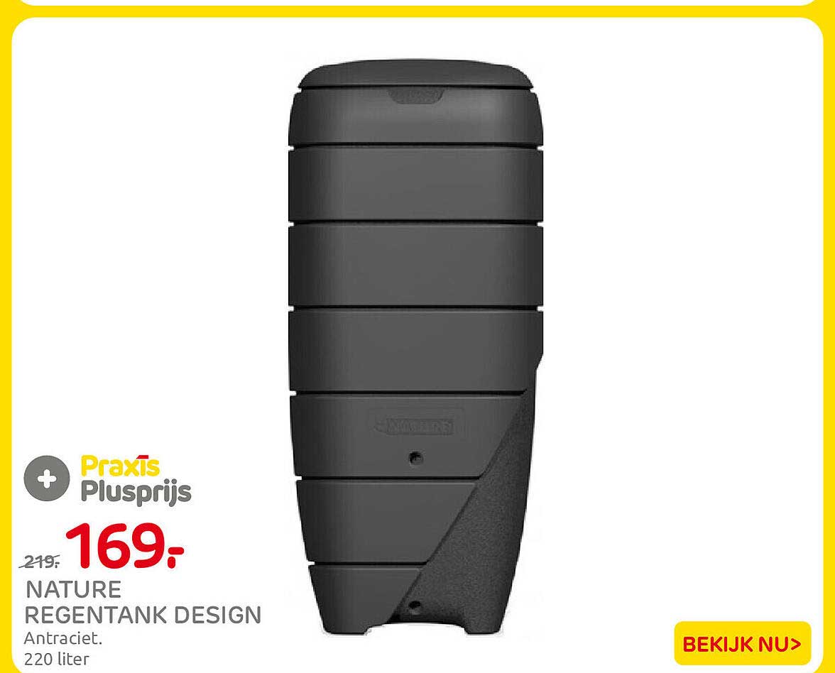 Nature regentank design antraciet 220 liter
