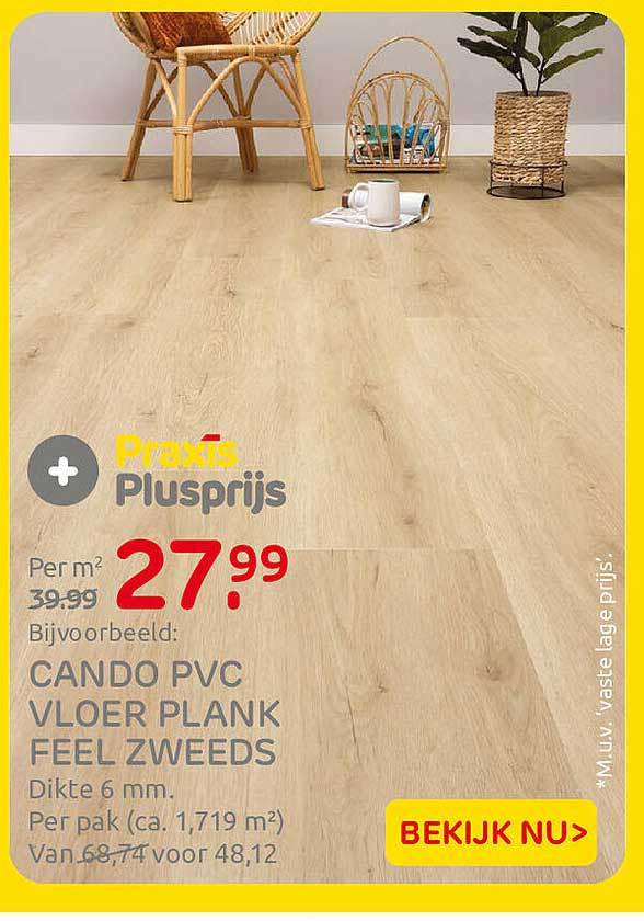 Praxis Plusprijs CANDO PVC VLOER PLANK FEEL ZWEEDS