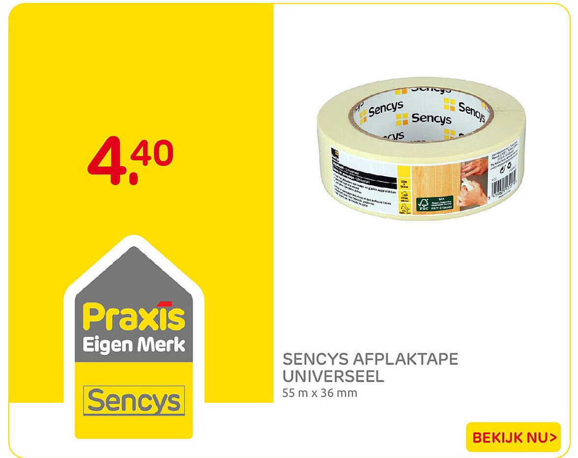Sencys afplaktape universeel