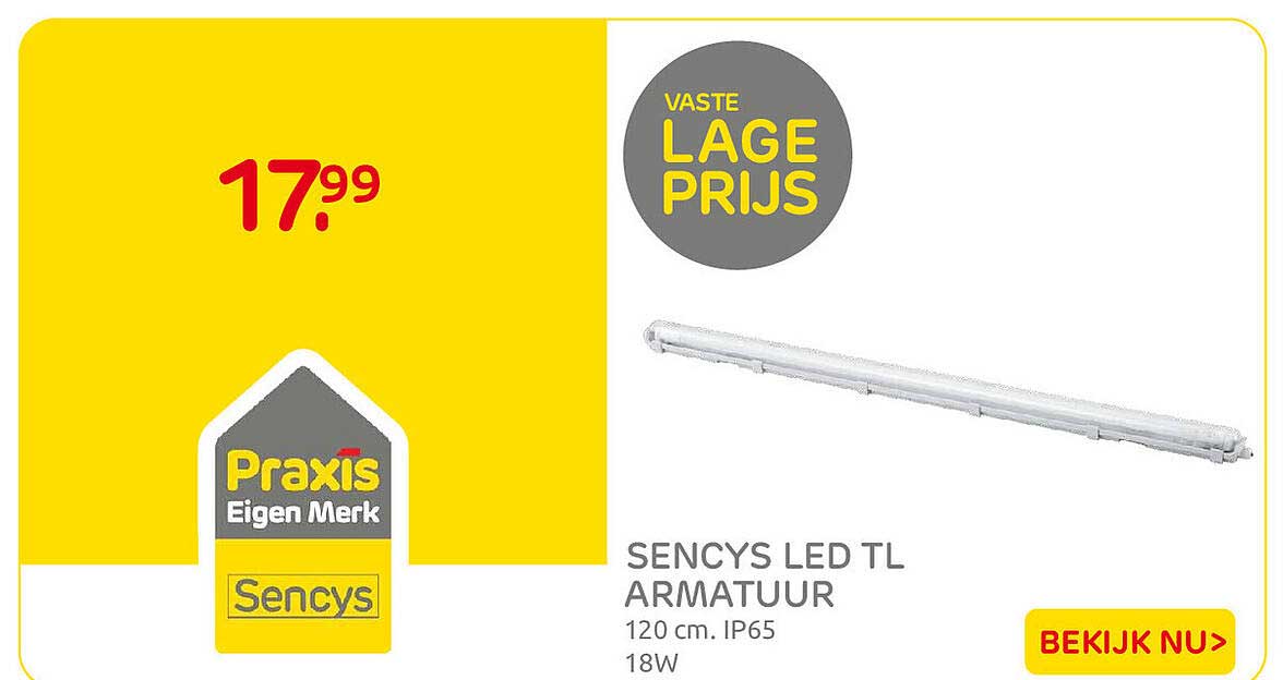 SENCYS LED TL ARMATUUR 120 cm. IP65 18W