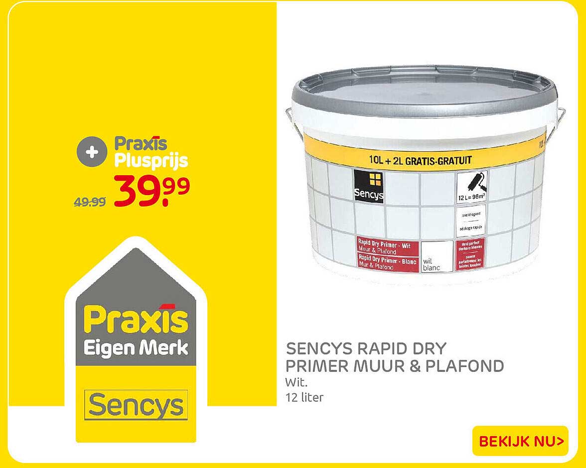 Sencys Rapid Dry Primer muur & plafond wit 12 liter
