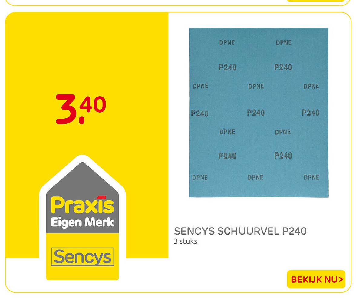 Sencys schuurvel P240 3 stuks