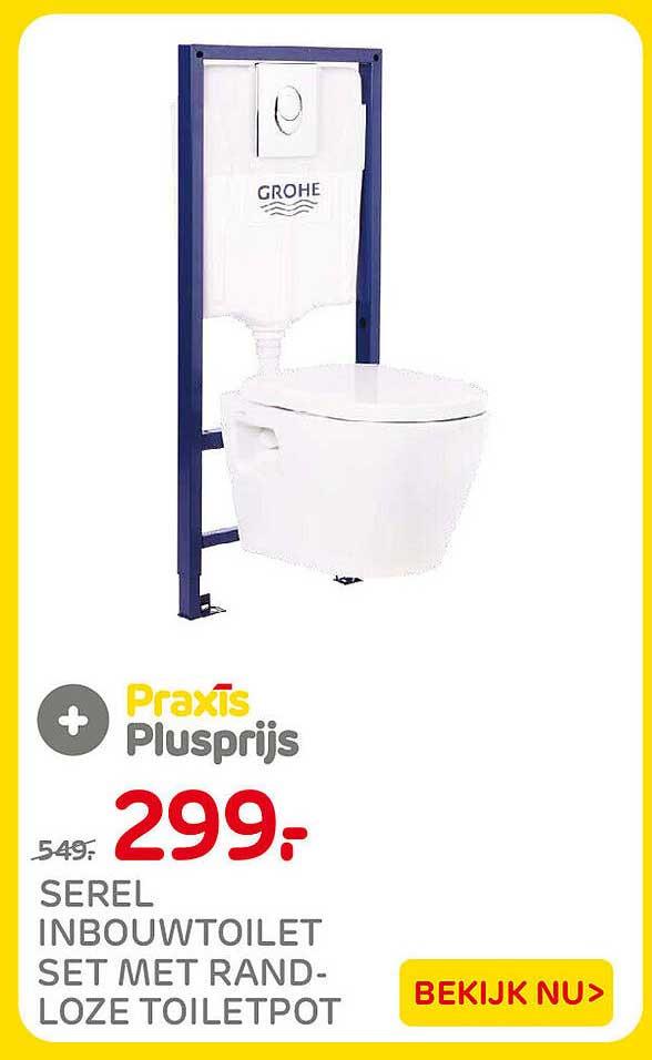 SEREL INBOUWTOILET SET MET RAND-LOZE TOILETPOT