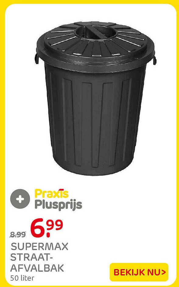 SUPERMAX STRAAT-AFVALBAK 50 liter