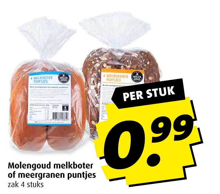 Molengoud melkboten of meergranen puntjes