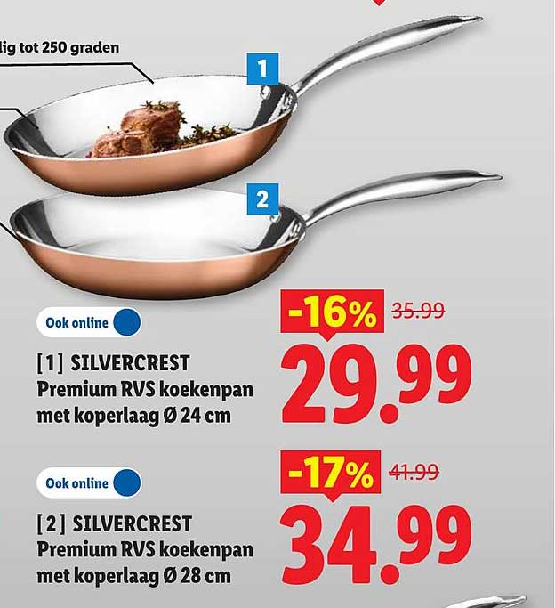 [1] SILVERCREST Premium RVS koekenpan met koperlaag Ø 24 cm