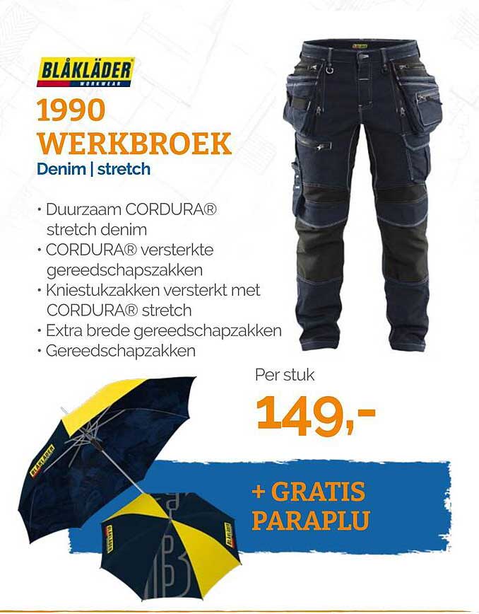 1990 WERKBROEK Denim | stretch + GRATIS PARAPLU