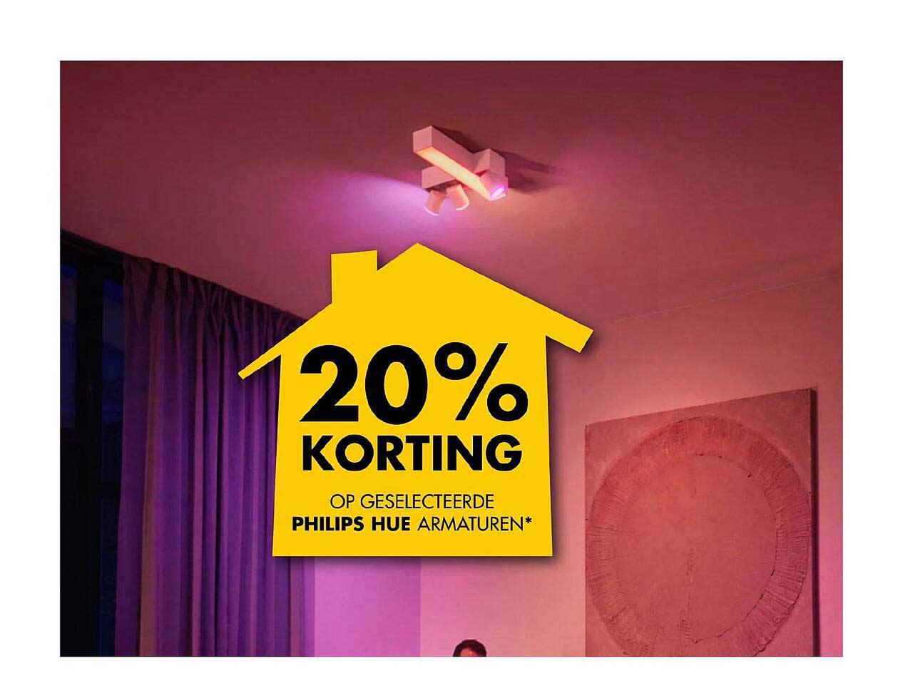 20% KORTING OP GESELECTEERDE PHILIPS HUE ARMATUREN*