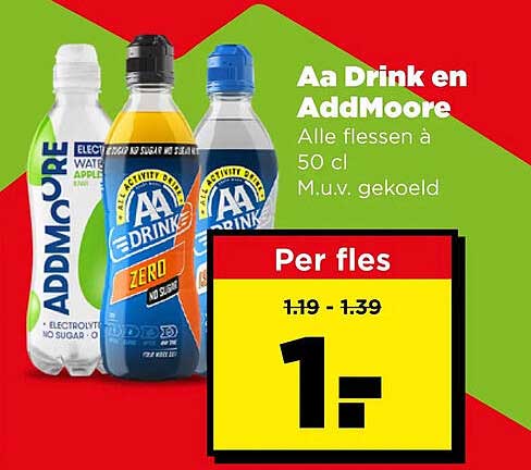 Aa Drink en AddMoore Alle flessen à 50 cl M.u.v. gekoeld Per fles