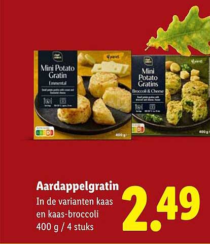Aardappelgratin In de varianten kaas en kaas-broccoli 400 g / 4 stuks