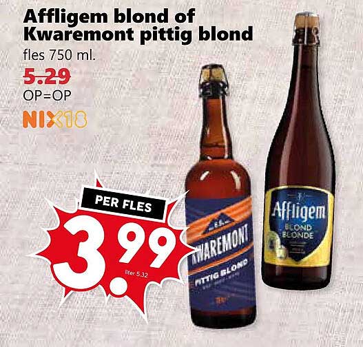 Affligem blond of Kwaremont pittig blond