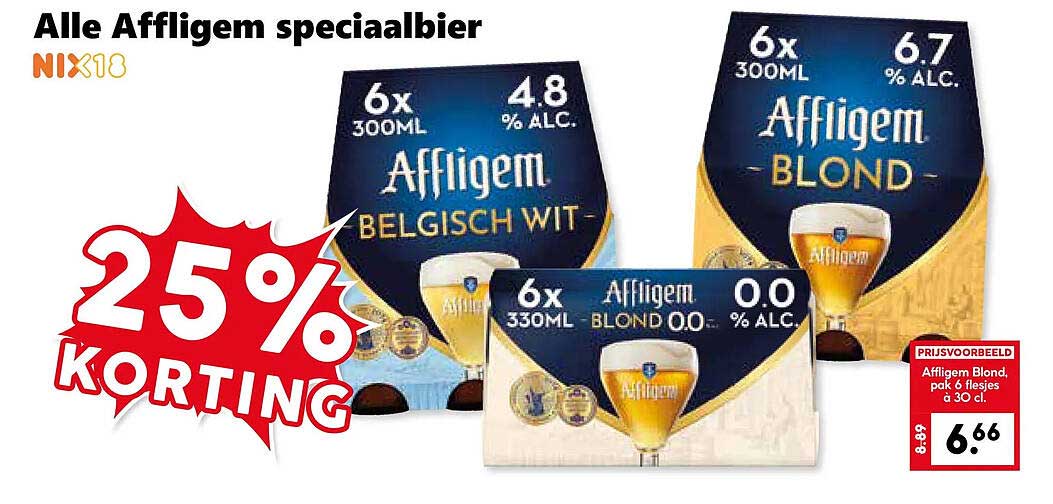 Alle Affligem speciaalbier 25% KORTING