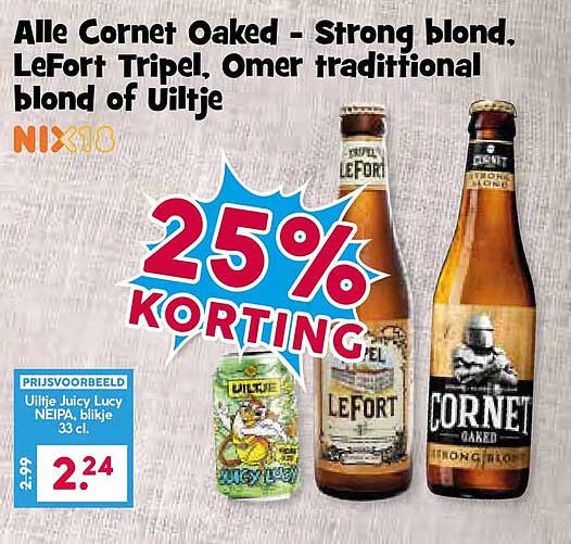 Alle Cornet Oaked – Strong blond, LeFort Tripel, Omer traditional blond of Uiltje 25% korting