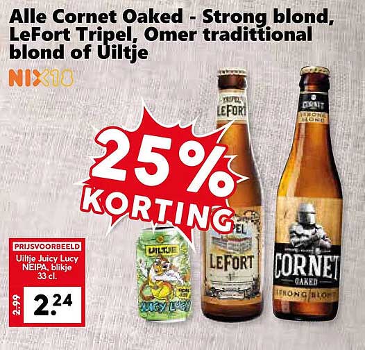 Alle Cornet Oaked - Strong blond, LeFort Tripel, Omer traditional blond of Uiltje 25% korting
