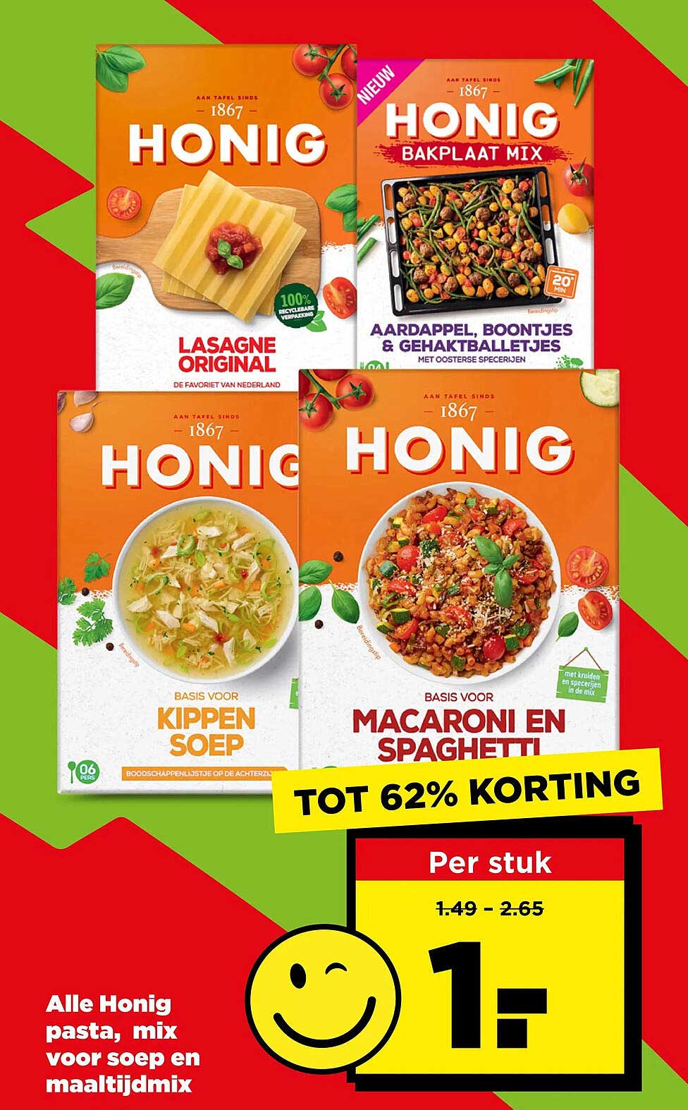 Alle Honig pasta, mix voor soep en maaltijdmix