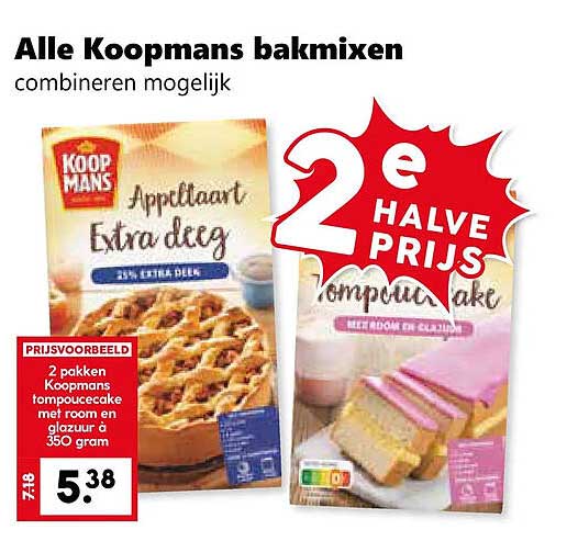 Alle Koopmans bakmixen combineren mogelijk 2e halve prijs
