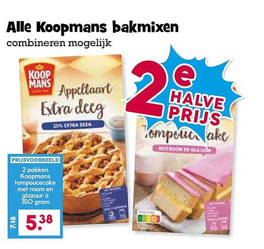 Alle Koopmans bakmixen combineren mogelijk 2e halve prijs