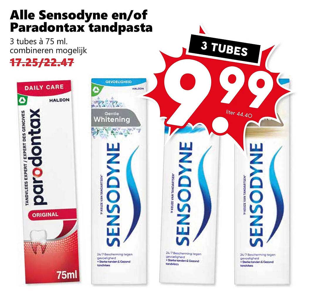 Alle Sensodyne en/of Paradontax tandpasta