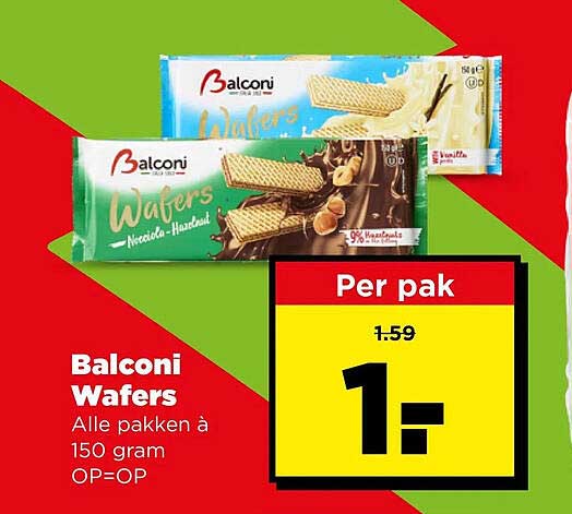 Balconi Wafers Alle pakken à 150 gram OP=OP