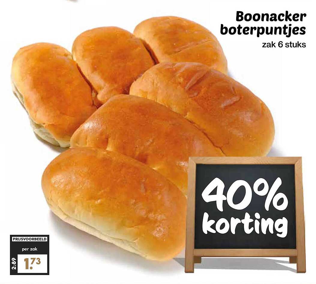 Boonacker boterpuntjes zak 6 stuks 40% korting