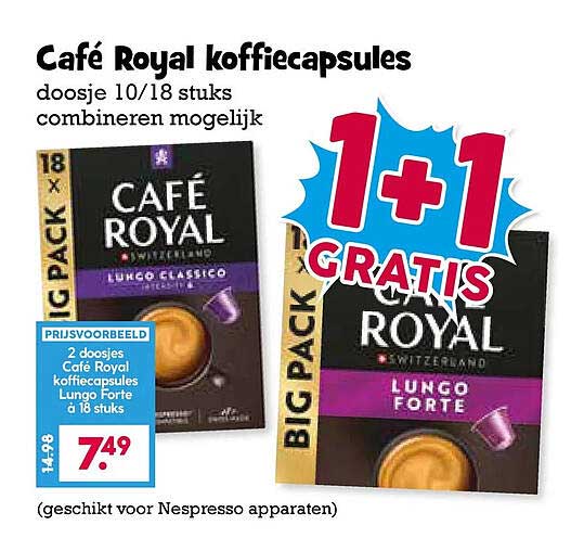Café Royal koffiecapsules 1+1 GRATIS